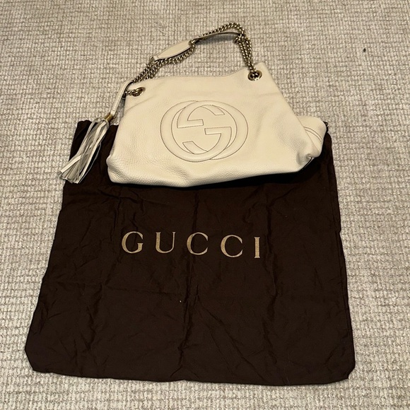 Gucci Handbags - Gucci Pebbled Calfskin Chain Strap Shoulder Bag